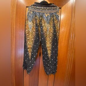Bohemian Black and Gold Patterned Pants